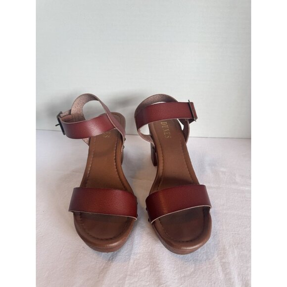Dunes Women’s Ankle Strap Sandals Size 9 Leather Brown - Picture 1 of 4